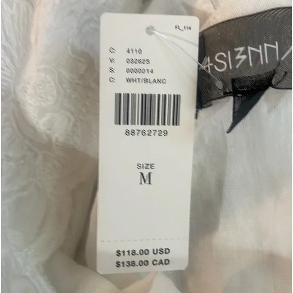 Anthropologie white floral stitched V neck flowy top, tie back, Medium,NWT - Picture 7 of 11